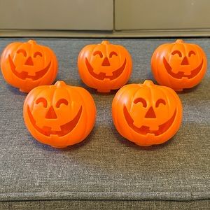 Plastic Jack O Lantern GUC Retro Halloween Pumpkin former light toppers? Craft?